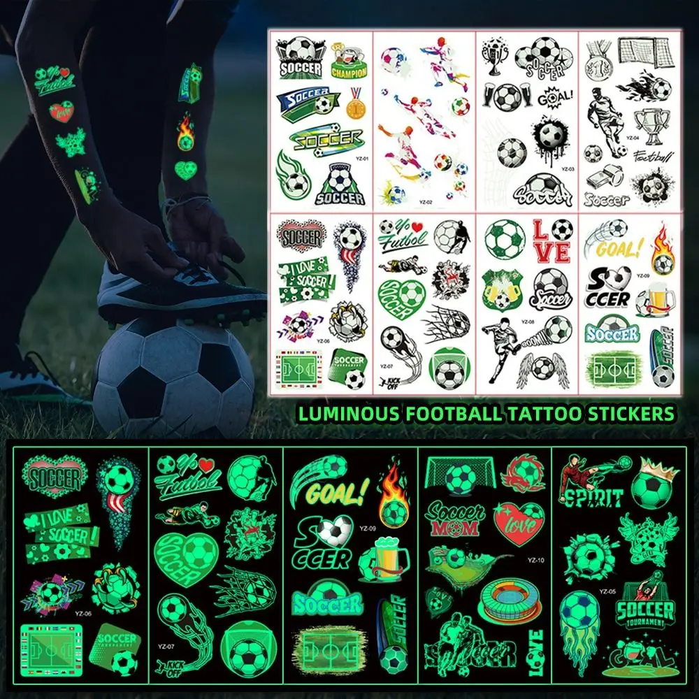 10 Sheets/Set Luminous Temporary Tattoo Football Soccer Fan Fake Tattoo Sticker Waterproof Hand Arm Foot Tattoo For Child Adult 
10 Sheets/Set Luminous Temporary Tattoo Football Soccer Fan Fake Tattoo Sticker Waterproof Hand Arm Foot Tattoo For Child Adult