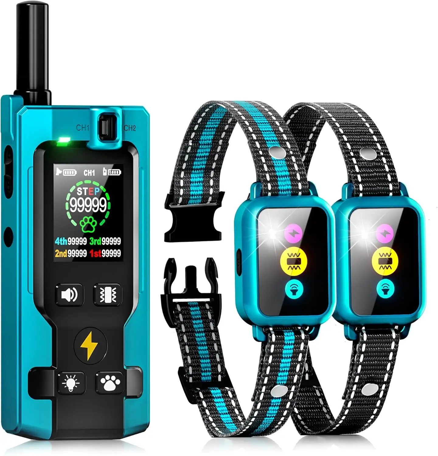 Dog Shock Collar for 2 Dogs 4200FT: Innovative Step Counter & Smart Color Screen Dog Training Collar with Remote 5 Modes
Dog Shock Collar for 2 Dogs 4200FT: Innovative Step Counter & Smart Color Screen Dog Training Collar with Remote 5 Modes