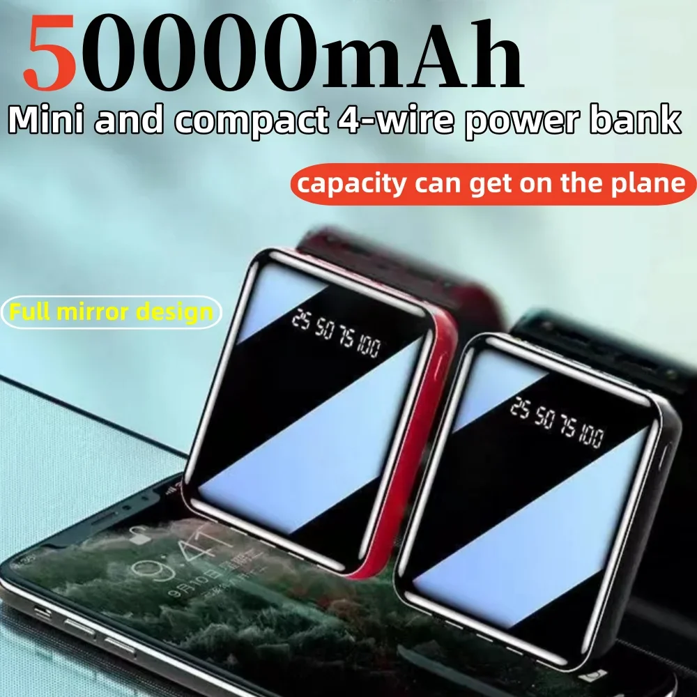 50000mAh Mini 4-wire power bank with large capacity and built-in cable, super fast charging, universal ultra-thin, compact and
50000mAh Mini 4-wire power bank with large capacity and built-in cable, super fast charging, universal ultra-thin, compact and