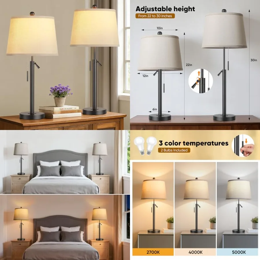 Bedside Table Lamps Set of 2, Tall Table Lamps for Living Room, Height Adjustable Nightstand Lamps for Bedroom, Modern Lamps wi
Bedside Table Lamps Set of 2, Tall Table Lamps for Living Room, Height Adjustable Nightstand Lamps for Bedroom, Modern Lamps wi