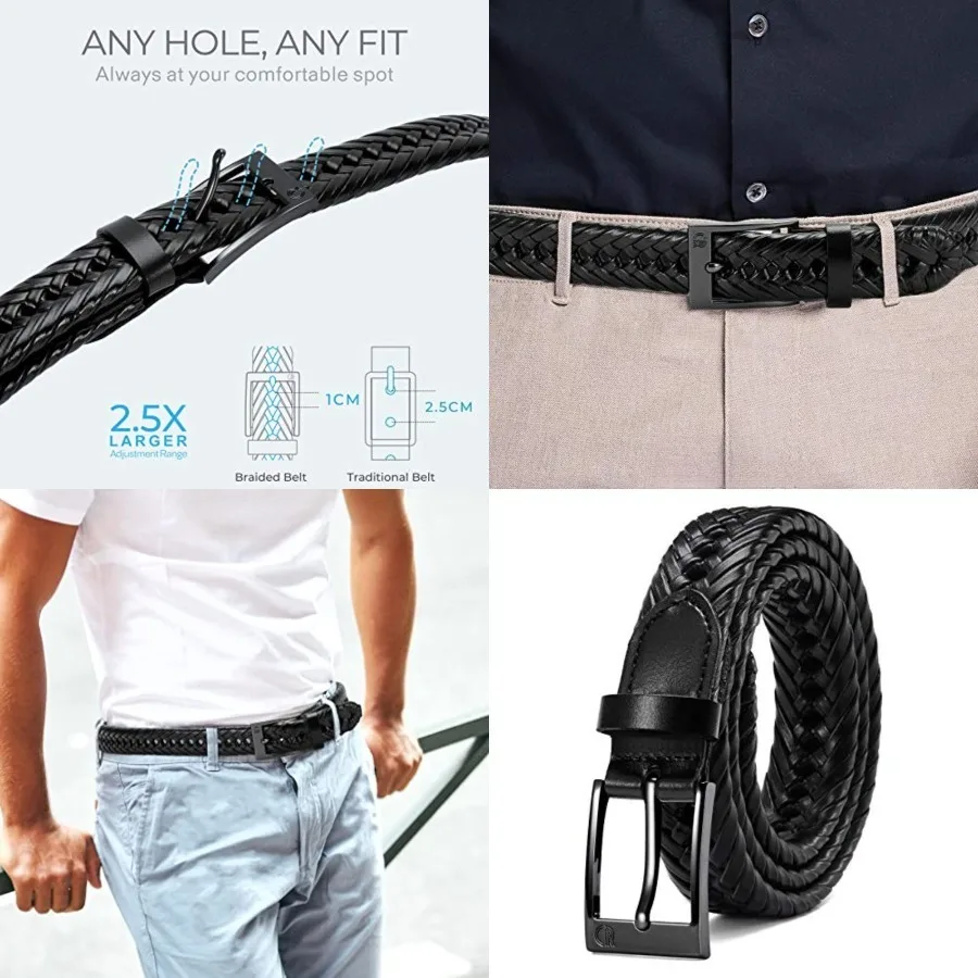 Leather Braided Belts for Men - 1 1/8" Mens Casual Woven Leather Belt for Dress Pant, Size: 36
Leather Braided Belts for Men - 1 1/8" Mens Casual Woven Leather Belt for Dress Pant, Size: 36