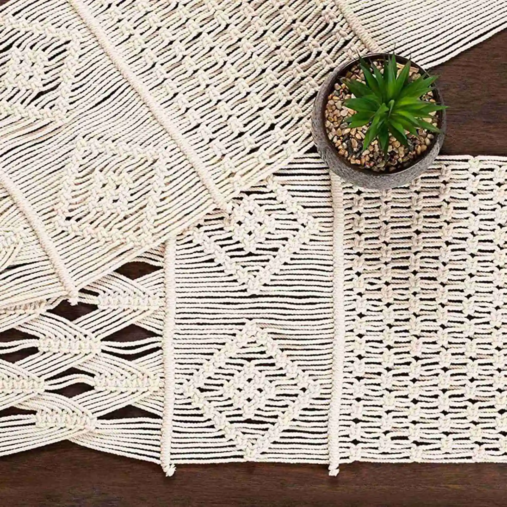 for 2X Macrame Table Runner, Boho Wedding Table Decor, Handwoven Vintage Farmhouse Bohemian Dining Room Style Decorations
for 2X Macrame Table Runner, Boho Wedding Table Decor, Handwoven Vintage Farmhouse Bohemian Dining Room Style Decorations