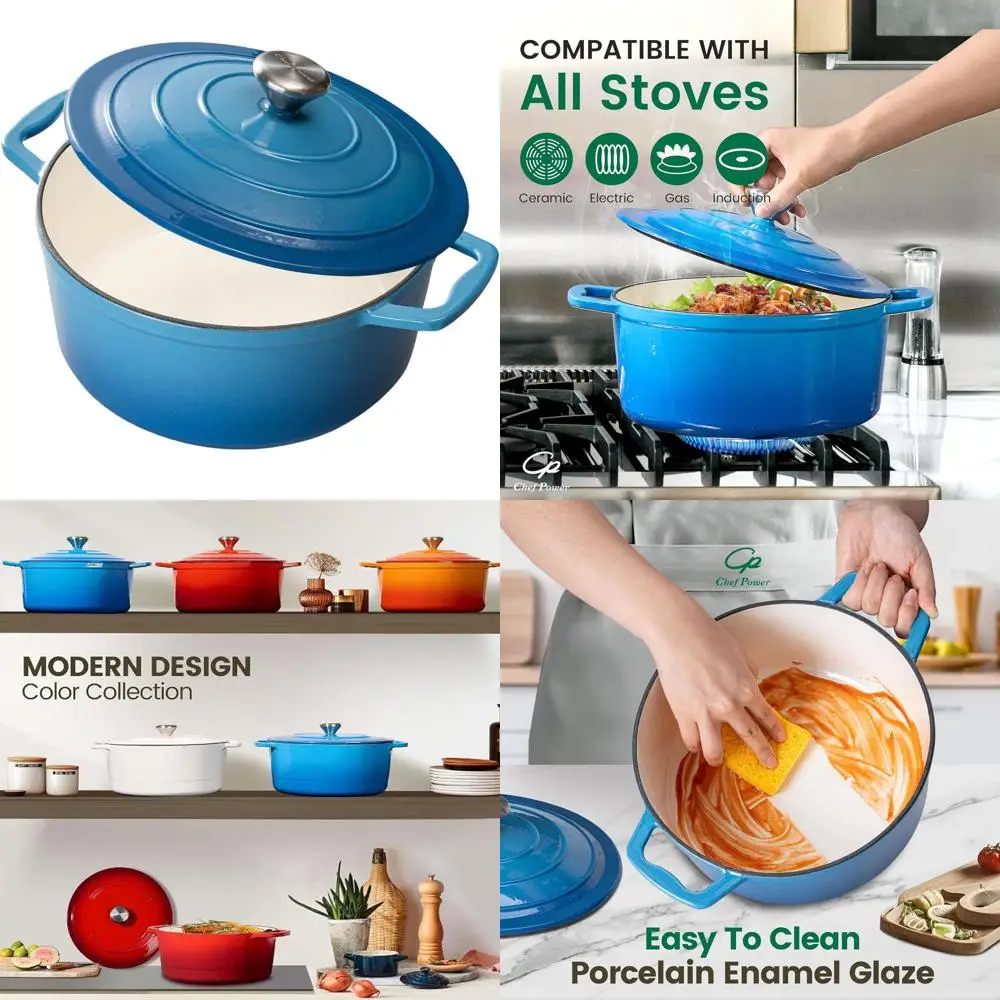 Чугунная эмалированная кастрюля-казан с крышкой, 5 кварт, синяя, для запекания, тушения, приготовления пирогов и жарки
Чугунная эмалированная кастрюля-казан с крышкой, 5 кварт, синяя, для запекания, тушения, приготовления пирогов и жарки