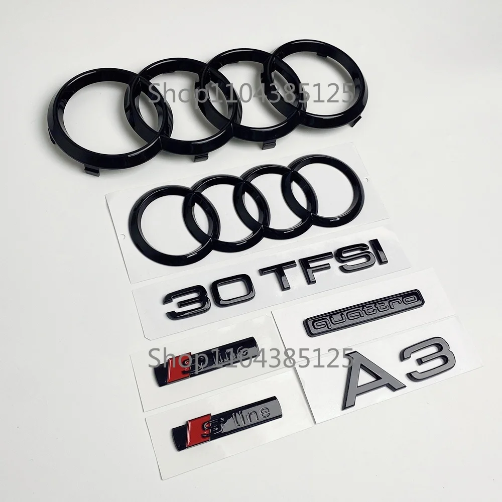 AUDI A3 4-Ring logo ABS Black Car Hood Front Bonnet Grill Rear Trunk Emblem Badge Sticker A3 mark 30TFSI Quarrto Emblem
AUDI A3 4-Ring logo ABS Black Car Hood Front Bonnet Grill Rear Trunk Emblem Badge Sticker A3 mark 30TFSI Quarrto Emblem