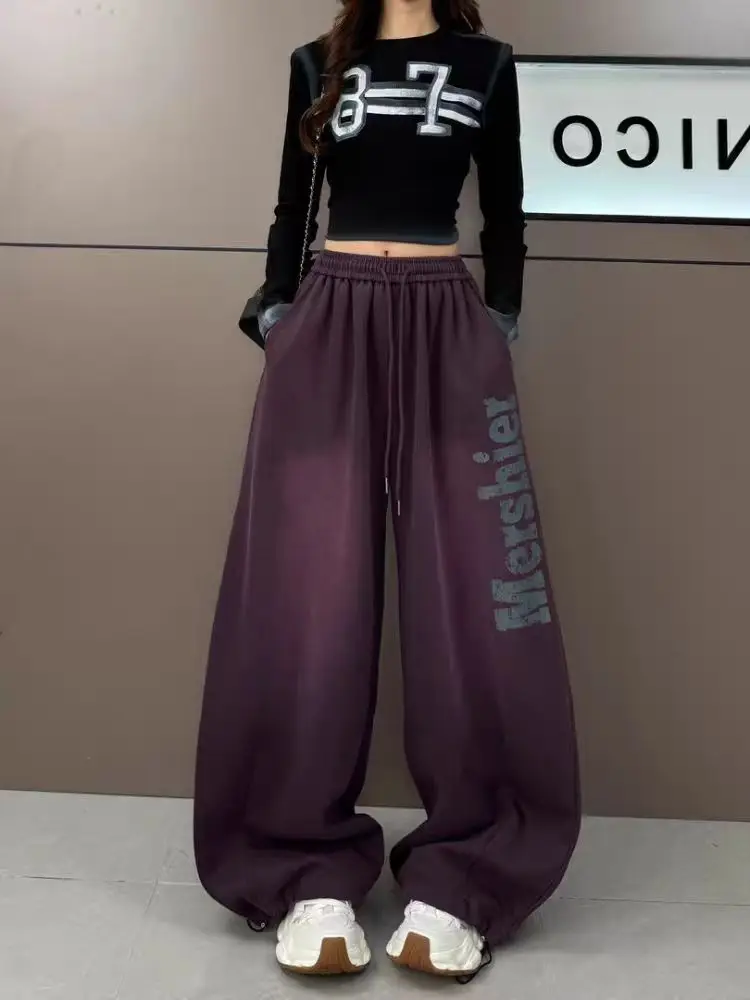 High Waist Wide Leg Casual Pants Fleece Lined Thickened Heavy Embroidery Letter Print Floor Length Pants Ladies Fashion
High Waist Wide Leg Casual Pants Fleece Lined Thickened Heavy Embroidery Letter Print Floor Length Pants Ladies Fashion