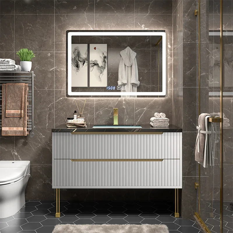 Комплект мебели для ванной из сланца: современный, элегантный, умный умывальник, тумба под раковину из массива дерева
Комплект мебели для ванной из сланца: современный, элегантный, умный умывальник, тумба под раковину из массива дерева