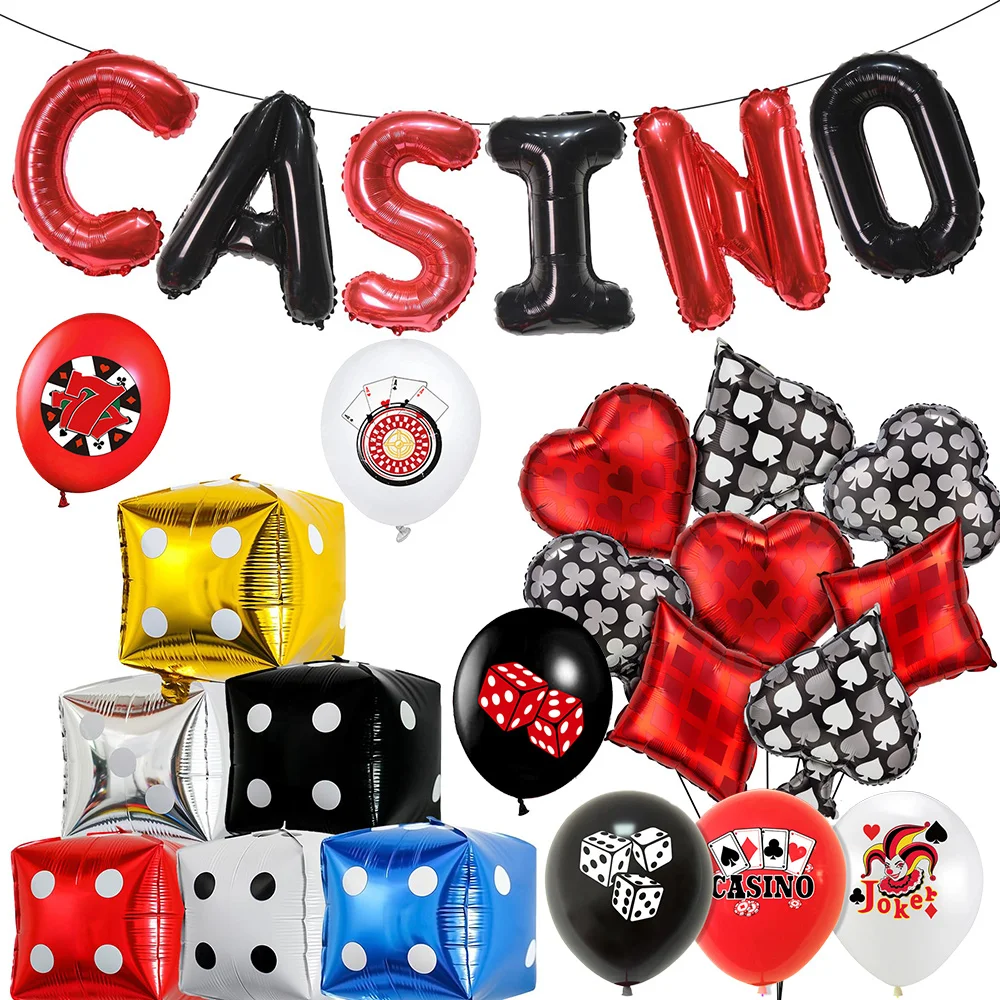 Casino Theme Party Decor Latex Balloons Casino Letter Balloons Cube Dice Balloons Poker Balloons For Las Vegas Party Decoration
Casino Theme Party Decor Latex Balloons Casino Letter Balloons Cube Dice Balloons Poker Balloons For Las Vegas Party Decoration