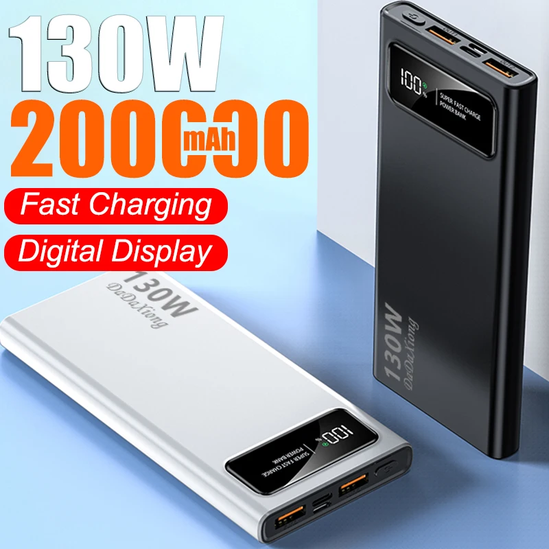 Brand-New 200000mAh Power Bank Ultra Large Capacity 130W Super Fast Charging Portable External Battery With LED Digital Display
Brand-New 200000mAh Power Bank Ultra Large Capacity 130W Super Fast Charging Portable External Battery With LED Digital Display