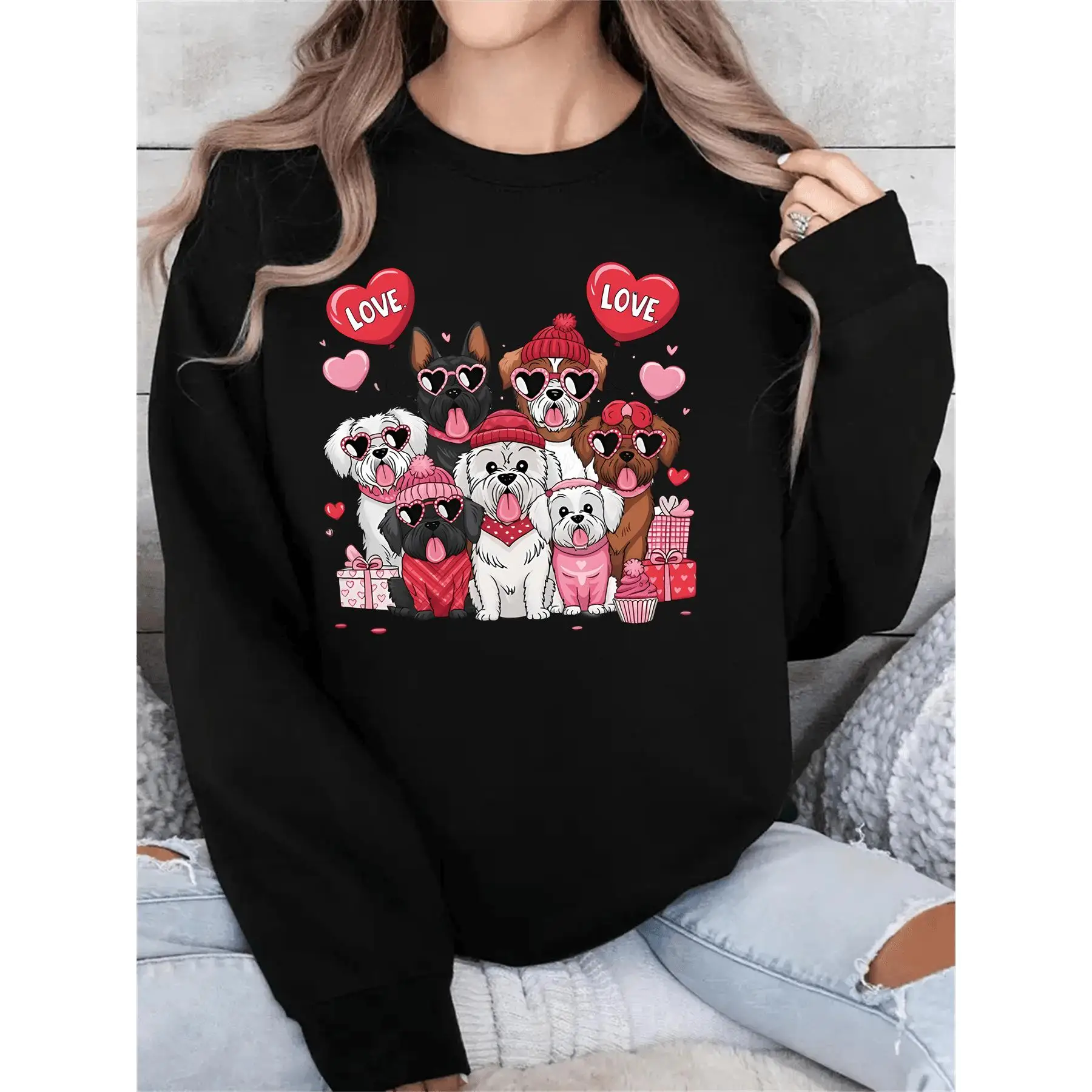 Women's Cute Dog Lover Sweatshirt | Cartoon Pet Animal Friends Pullover | Heart Love Theme Casual Gift Top
Women's Cute Dog Lover Sweatshirt | Cartoon Pet Animal Friends Pullover | Heart Love Theme Casual Gift Top
