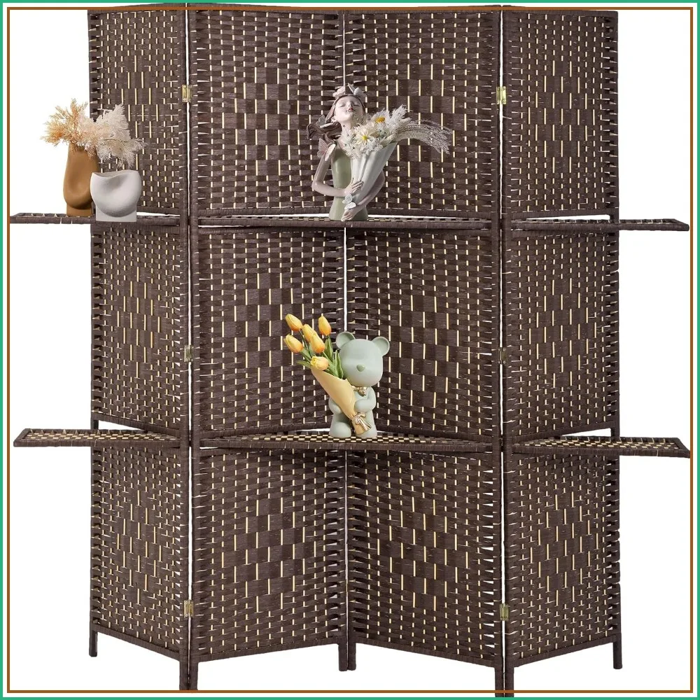 4 Panel Room Divider, Wooden Folding Privacy Screen with Storage Shelves, Brown
4 Panel Room Divider, Wooden Folding Privacy Screen with Storage Shelves, Brown
