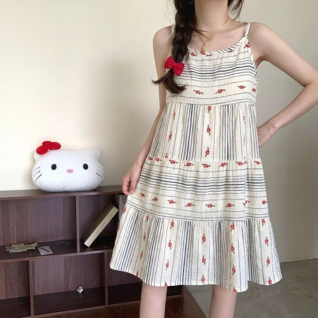 3-7 Year Old Girl Casual Bohemian Style Camisole Dress with Floral Stripe Print Decoration Cute Summer
3-7 Year Old Girl Casual Bohemian Style Camisole Dress with Floral Stripe Print Decoration Cute Summer