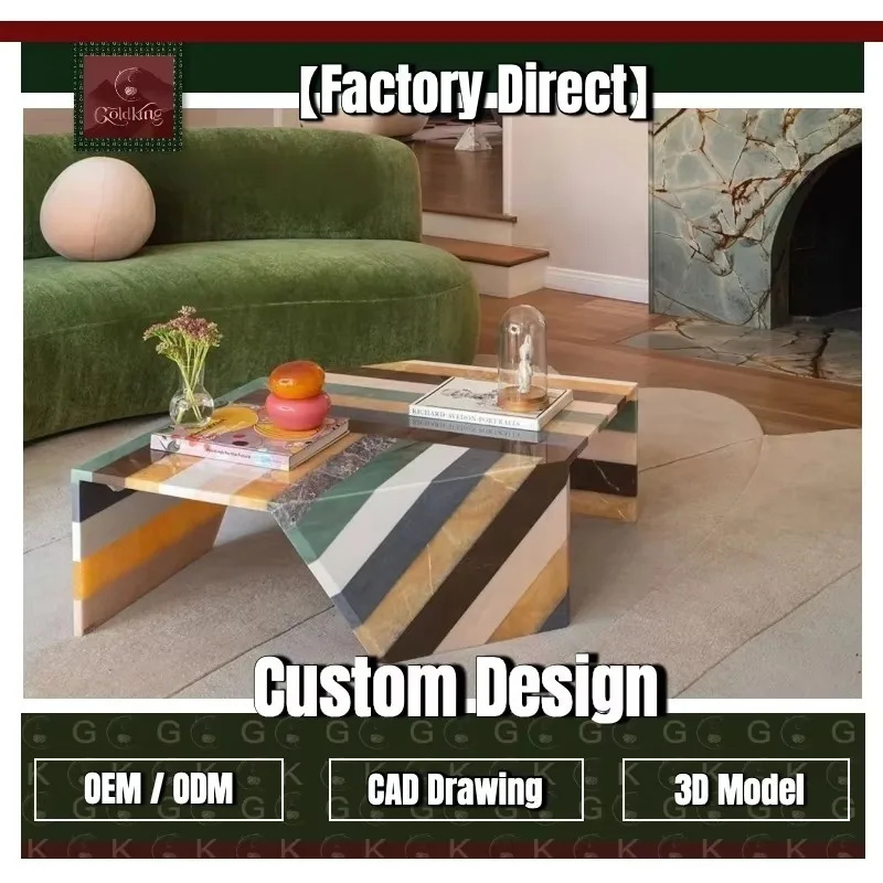Marble Coffee Table Colorful Striped Patchwork for Living Room Custom Polished Natural Stone Modern Geometric Design
Marble Coffee Table Colorful Striped Patchwork for Living Room Custom Polished Natural Stone Modern Geometric Design