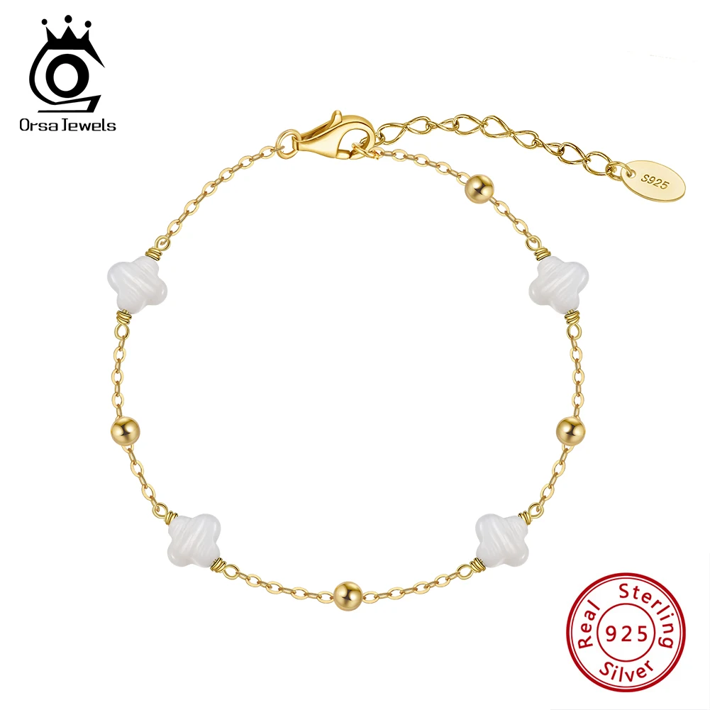 ORSA JEWELS 925 Silver 4 Leaf Clover Natural Shell Chain Bracelet Lucky for Women 14K Gold Charm Flower Shaped Bangles New GMB65
ORSA JEWELS 925 Silver 4 Leaf Clover Natural Shell Chain Bracelet Lucky for Women 14K Gold Charm Flower Shaped Bangles New GMB65