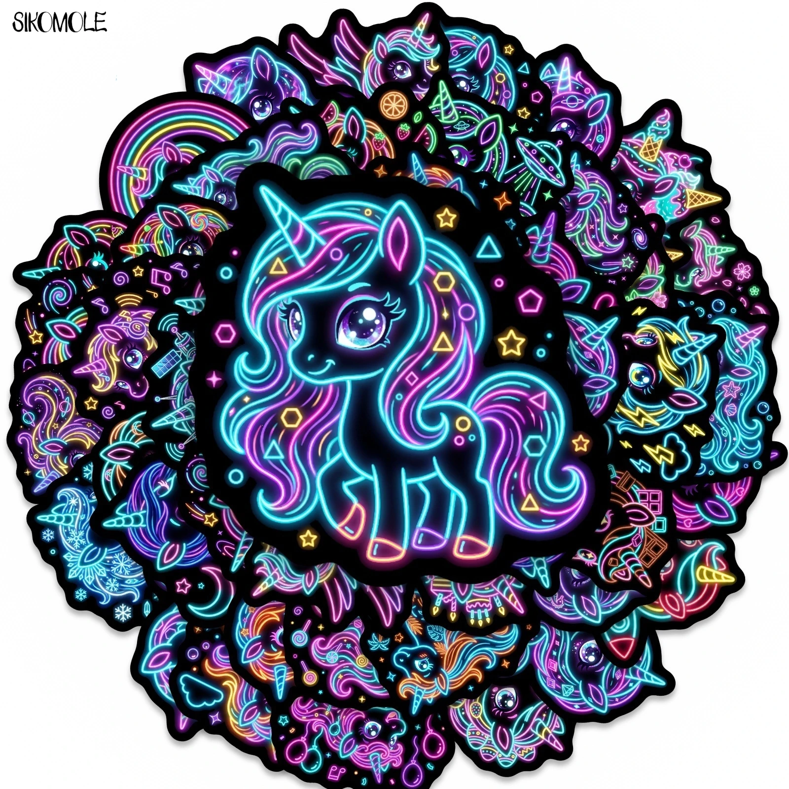 10/30/50PCS Cartoon Neon Style Unicorn Rainbow Horse Stickers Book DIY Skateboard Luggage Suitcase Decoration Graffiti Sticker
10/30/50PCS Cartoon Neon Style Unicorn Rainbow Horse Stickers Book DIY Skateboard Luggage Suitcase Decoration Graffiti Sticker