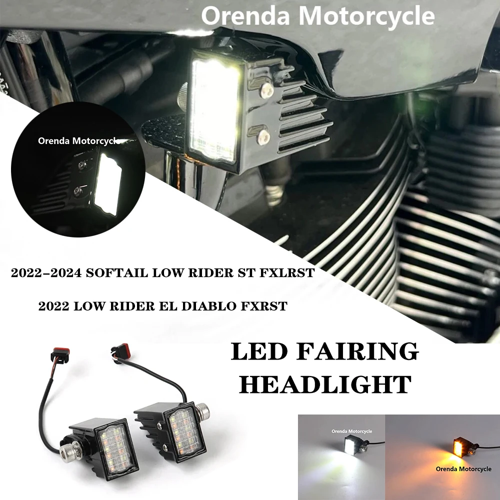 Новый светодиодный обтекатель фары, комплект предупредительных огней указателя поворота, два цвета для Harley Softail Low Rider ST El Diablo FXRST 2022
Новый светодиодный обтекатель фары, комплект предупредительных огней указателя поворота, два цвета для Harley Softail Low Rider ST El Diablo FXRST 2022