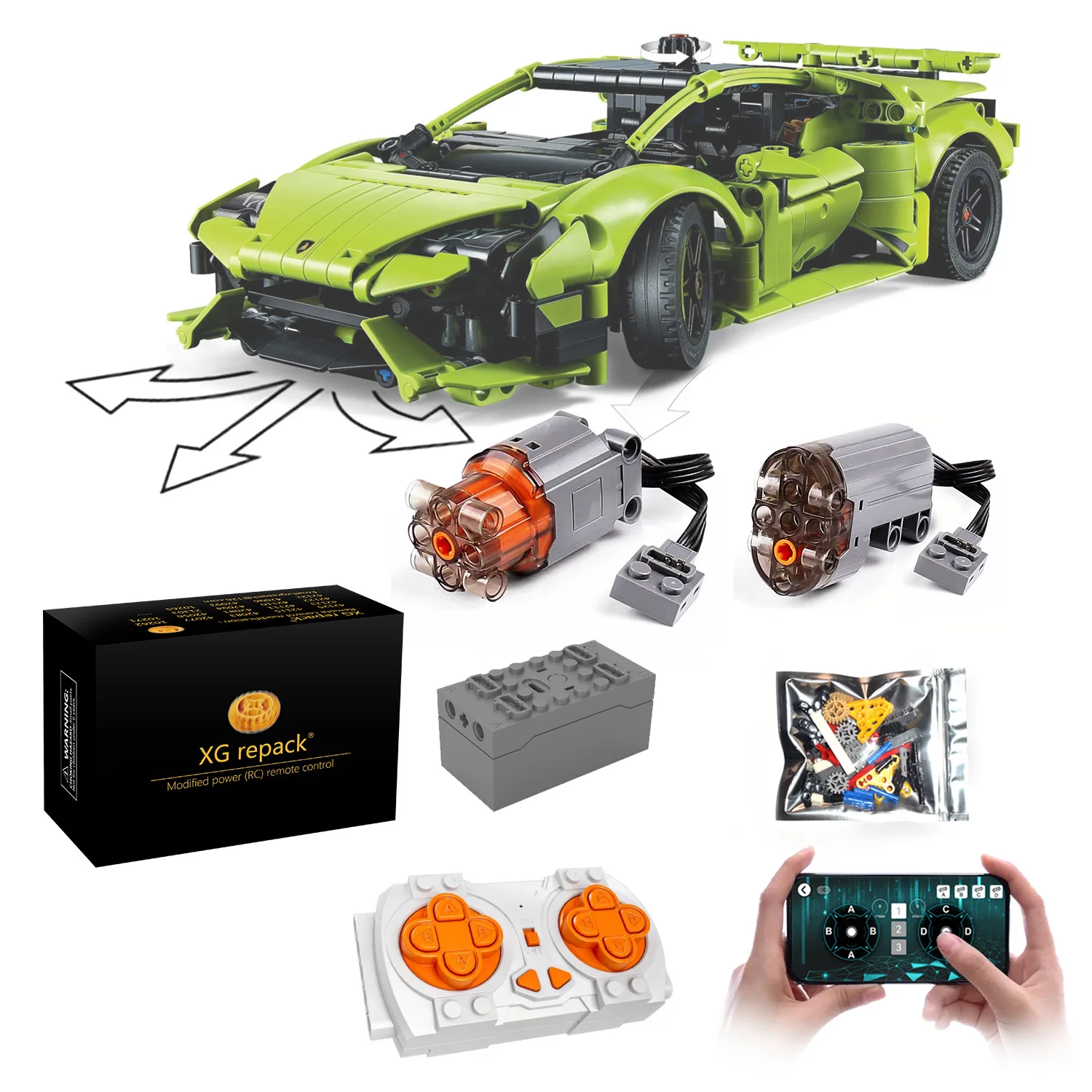 XGREPACK модель 42161 с дистанционным управлением для Lego Lamborghini huracan Tecnica, автомобильный комплект с мотором MOC (не входит в комплект)
XGREPACK модель 42161 с дистанционным управлением для Lego Lamborghini huracan Tecnica, автомобильный комплект с мотором MOC (не входит в комплект)