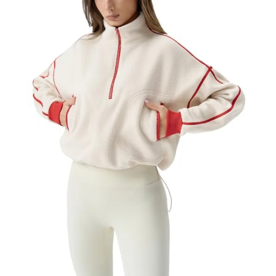 QINSEN Women's Half Zip Fleece Short Pullover Sweatshirt Winter Long Sleeve Cozy Sherpa Sweater Top
QINSEN Women's Half Zip Fleece Short Pullover Sweatshirt Winter Long Sleeve Cozy Sherpa Sweater Top