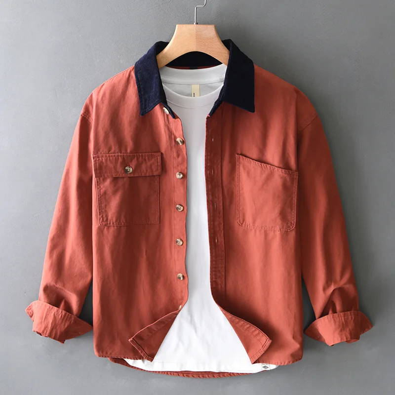 Japanese Vintage Cargo Shirt Men Spring New Man Shirts 4XL Lapel Patchwork Double Pocket Long Sleeve Orange Shirt Loose Shirts
Japanese Vintage Cargo Shirt Men Spring New Man Shirts 4XL Lapel Patchwork Double Pocket Long Sleeve Orange Shirt Loose Shirts