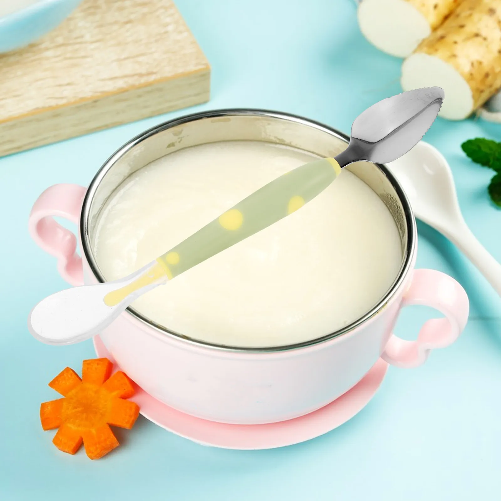 Силиконовая ложка для детского питания с двумя концами, скребок для фруктового пюре, инструмент для прикорма, портативный, безопасный, здоровый, гладкий, для приготовления пюре
Силиконовая ложка для детского питания с двумя концами, скребок для фруктового пюре, инструмент для прикорма, портативный, безопасный, здоровый, гладкий, для приготовления пюре