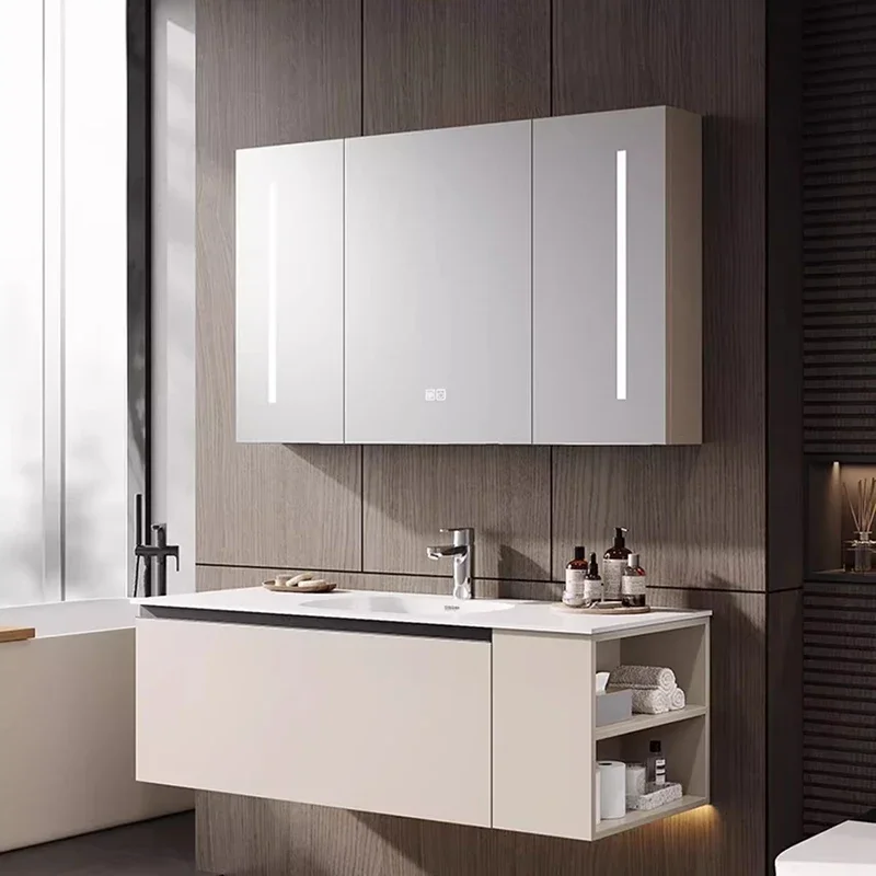 Nordic Luxury Smart Bathroom Cabinet Modern Simple Design Rock Plate Mirror Cabinet Shelves Home Furniture Мебель Для Ванной FYB
Nordic Luxury Smart Bathroom Cabinet Modern Simple Design Rock Plate Mirror Cabinet Shelves Home Furniture Мебель Для Ванной FYB