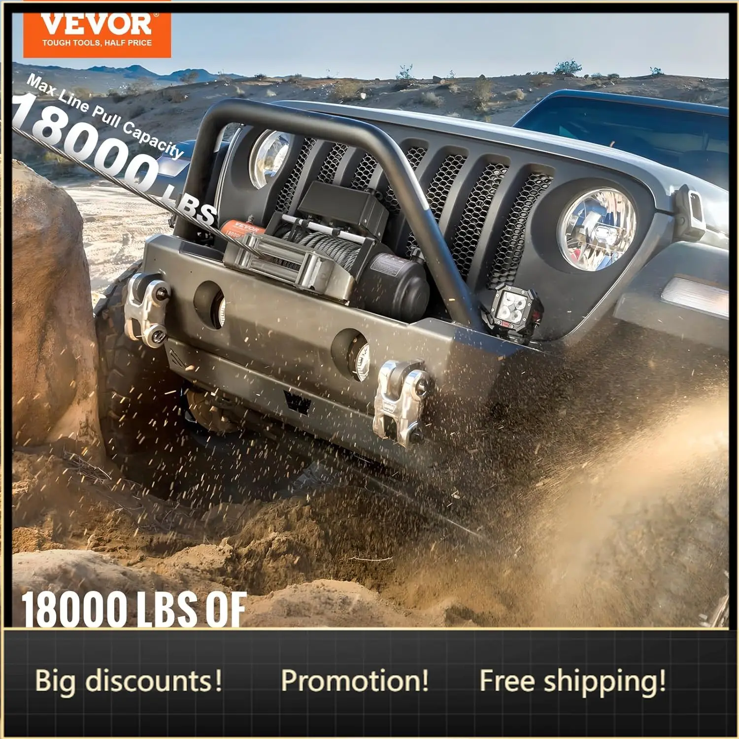 VEVOR Electric Winch, 18,000 lb Truck Trailer Jeep Winch, 12V DC 7/16 in x 85 ft Steel Cable Roller Fairlead Wireless & Wired Re
VEVOR Electric Winch, 18,000 lb Truck Trailer Jeep Winch, 12V DC 7/16 in x 85 ft Steel Cable Roller Fairlead Wireless & Wired Re