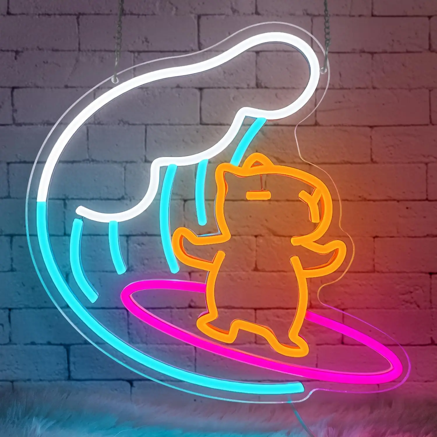 Surfing Capybara Neon Sign Cute Animal Dimmbar LED Neon Light for Bedroom Living Room Classroom Bar Wall Decor Gift for Children
Surfing Capybara Neon Sign Cute Animal Dimmbar LED Neon Light for Bedroom Living Room Classroom Bar Wall Decor Gift for Children