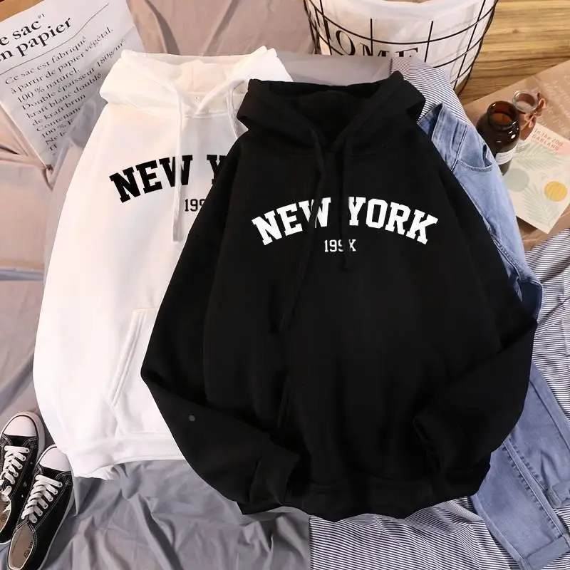 Velvet Sweatshirts Women's Winter New York Print Straight Batwing Sleeve Fleece Lined Hooded Sweet Style Two-Piece Set
Velvet Sweatshirts Women's Winter New York Print Straight Batwing Sleeve Fleece Lined Hooded Sweet Style Two-Piece Set