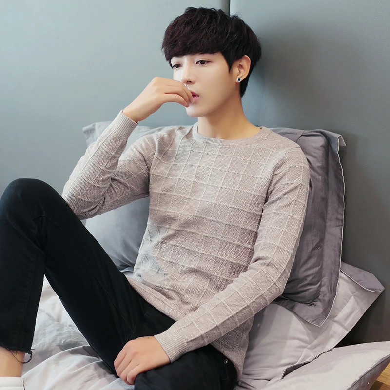 Korean Sle Men's Knitted Sweater Winter New Faionable round Ne Plaid Outerwear Thiened Long Sve Casual Youth Wear
Korean Sle Men's Knitted Sweater Winter New Faionable round Ne Plaid Outerwear Thiened Long Sve Casual Youth Wear