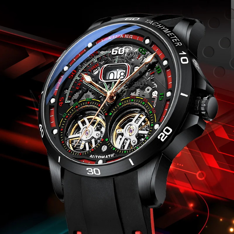 Men's business leisure luminous pointer luxury skeleton mechanical pointer watch Double Tourbillon series waterproof leather
Men's business leisure luminous pointer luxury skeleton mechanical pointer watch Double Tourbillon series waterproof leather