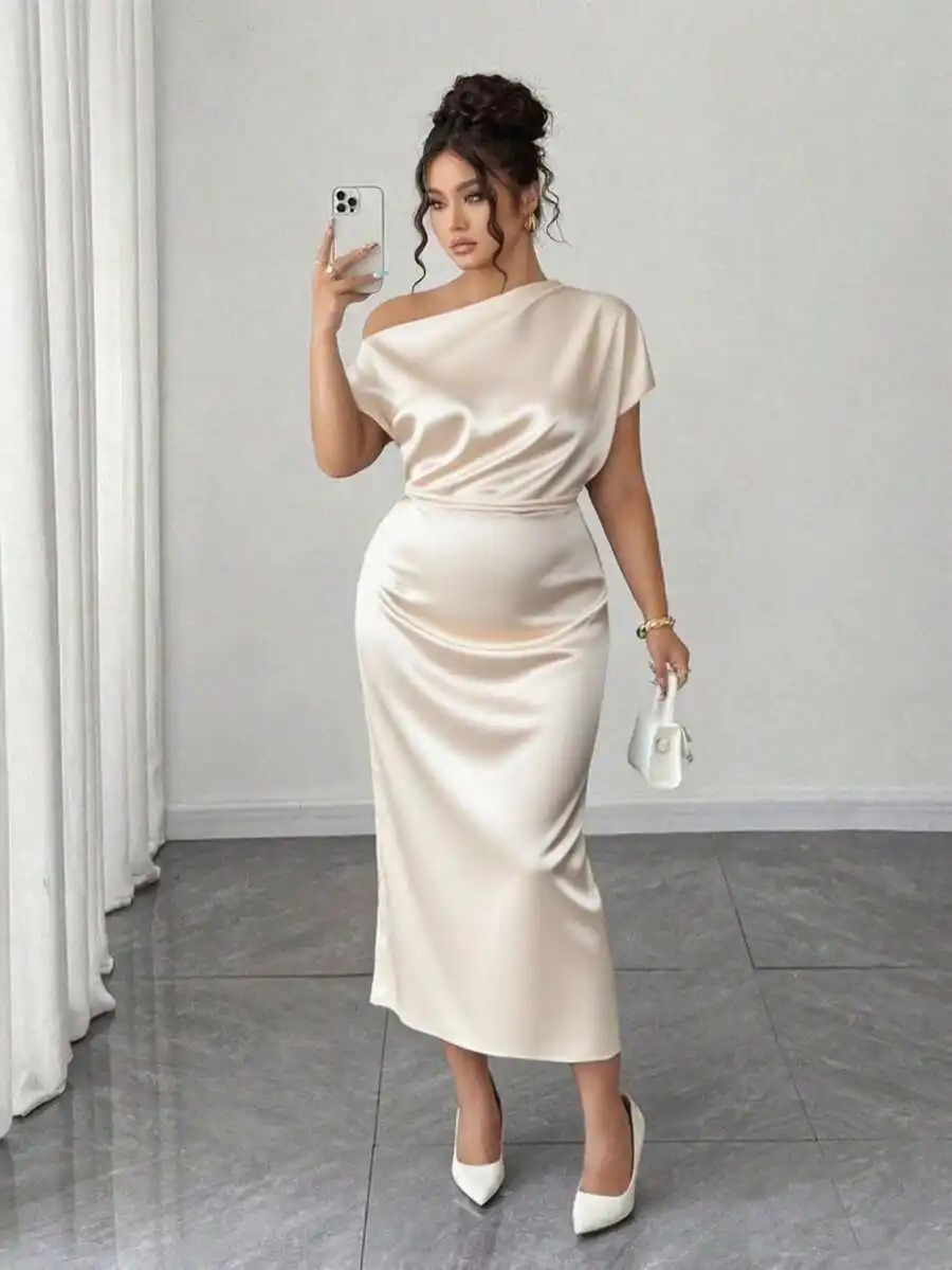 Off Shoulder Satin Asymmetrical Ruched Waist Bodycon A-Line Dress For Women
Off Shoulder Satin Asymmetrical Ruched Waist Bodycon A-Line Dress For Women
