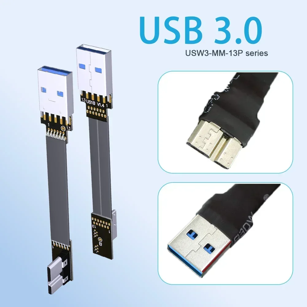 USB 3.0 Micro B To USB 3.0 USB-A Male to Male FPV Flat Extension Cable Type A To Micro-B Fold 90 Degree OTG FPC Photography Cord
USB 3.0 Micro B To USB 3.0 USB-A Male to Male FPV Flat Extension Cable Type A To Micro-B Fold 90 Degree OTG FPC Photography Cord