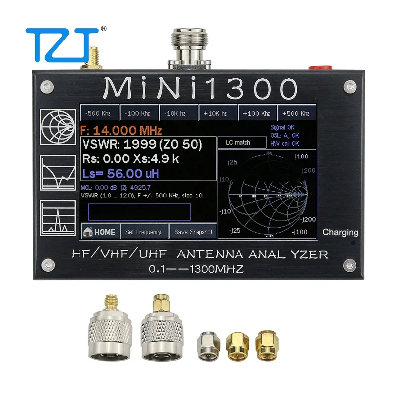 TZT HamGeek Mini1300 0.1-1300MHz HF/VHF/UHF Antenna Analyzer with 4.3" Touch Screen Aluminum Alloy Shell
TZT HamGeek Mini1300 0.1-1300MHz HF/VHF/UHF Antenna Analyzer with 4.3" Touch Screen Aluminum Alloy Shell