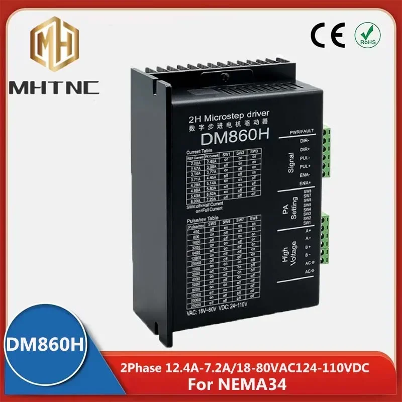 2-Phase Stepper Motor Driver DM860H Supply Voltage 18-180V or DC 24~110V 2H Output 2.4-7.2A Current for stepper motor Nema34
2-Phase Stepper Motor Driver DM860H Supply Voltage 18-180V or DC 24~110V 2H Output 2.4-7.2A Current for stepper motor Nema34