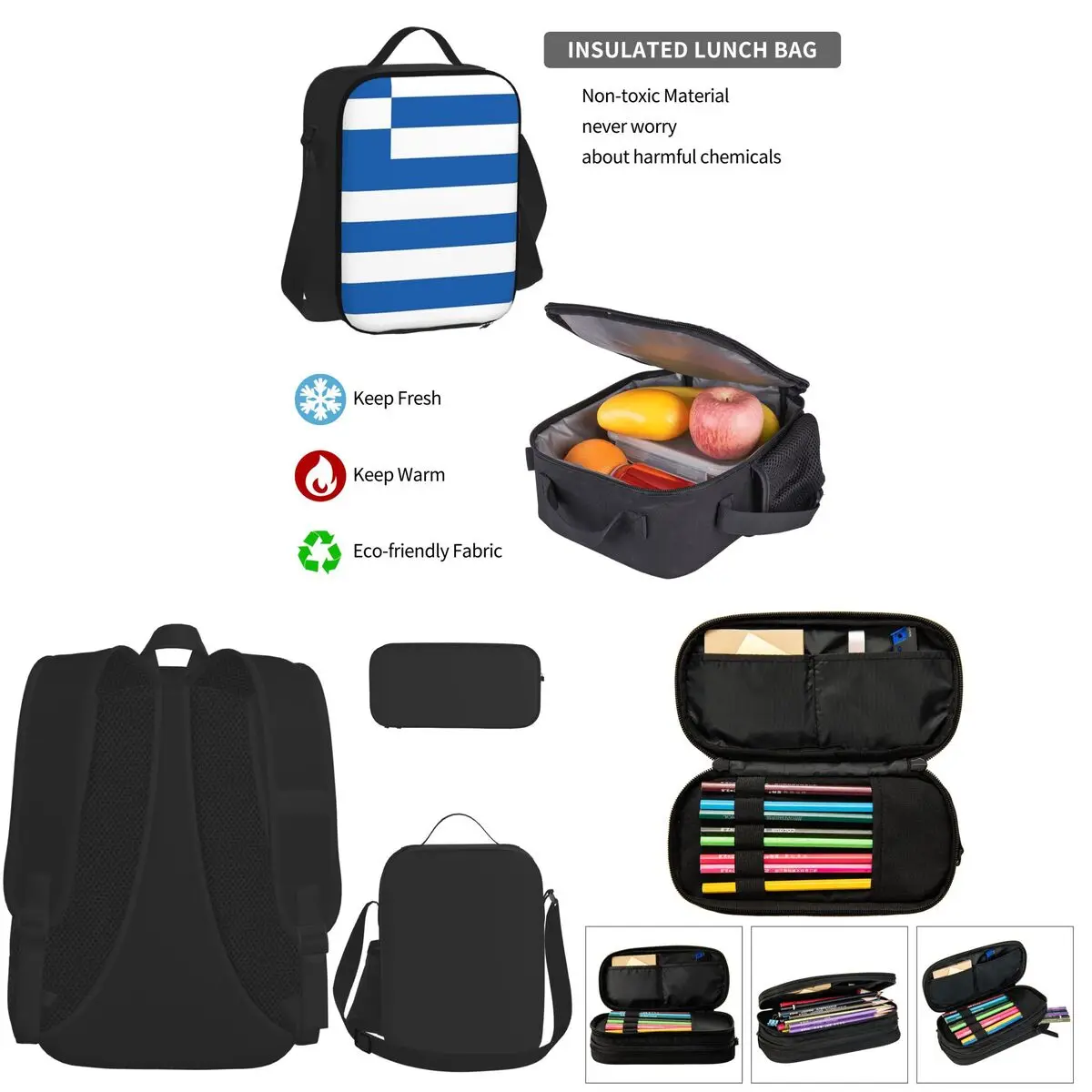 Flag Of Greece Backpacks Boys Girls Bookbag Children School Bags Kids Rucksack Lunch Bag Pen Bag Three-Piece Set
Flag Of Greece Backpacks Boys Girls Bookbag Children School Bags Kids Rucksack Lunch Bag Pen Bag Three-Piece Set