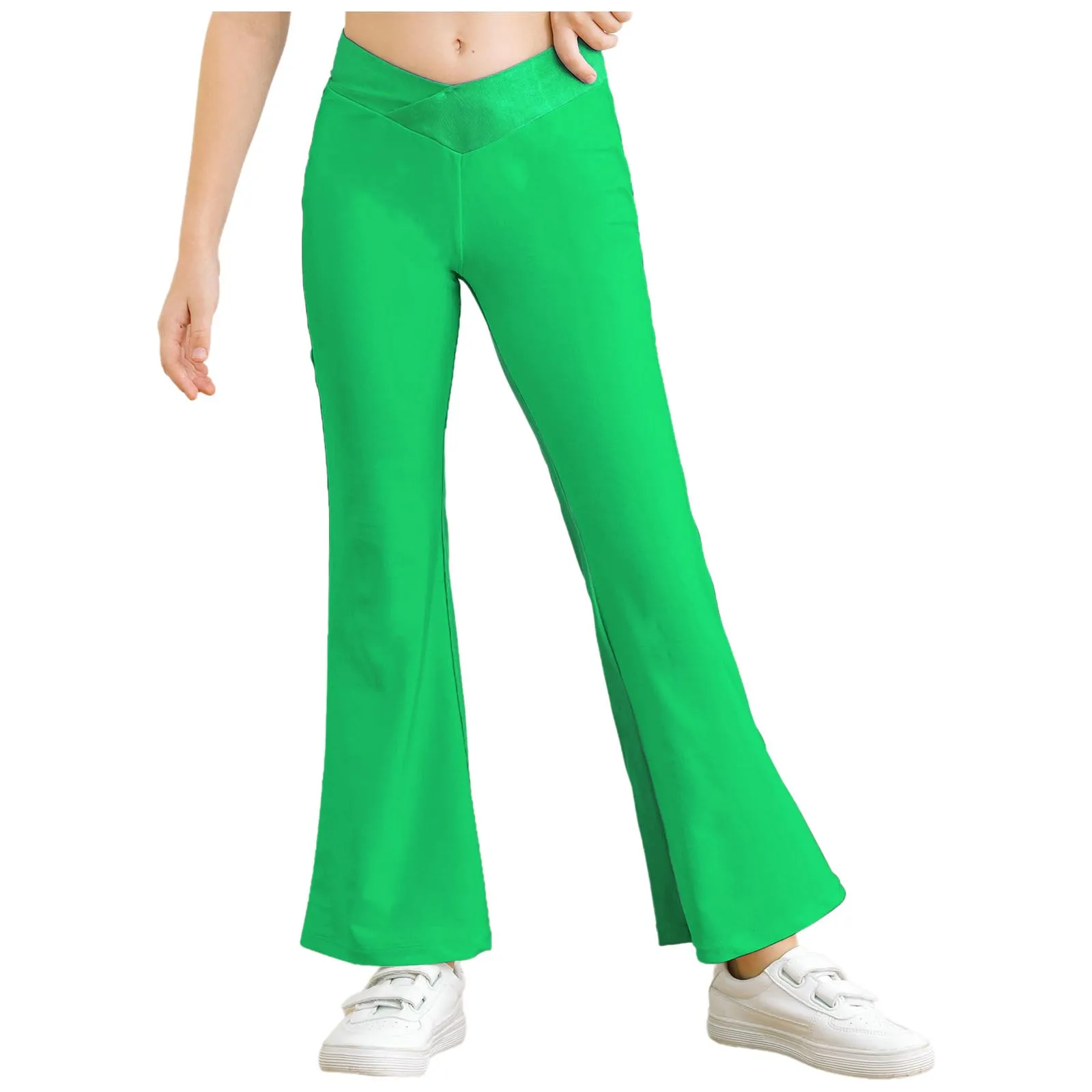Girls Casual Slim Fit Flare Pants Cheer Leading Dance School Pants V-Front Elastic Waistband Color Block Bell-Bottom Trousers
Girls Casual Slim Fit Flare Pants Cheer Leading Dance School Pants V-Front Elastic Waistband Color Block Bell-Bottom Trousers
