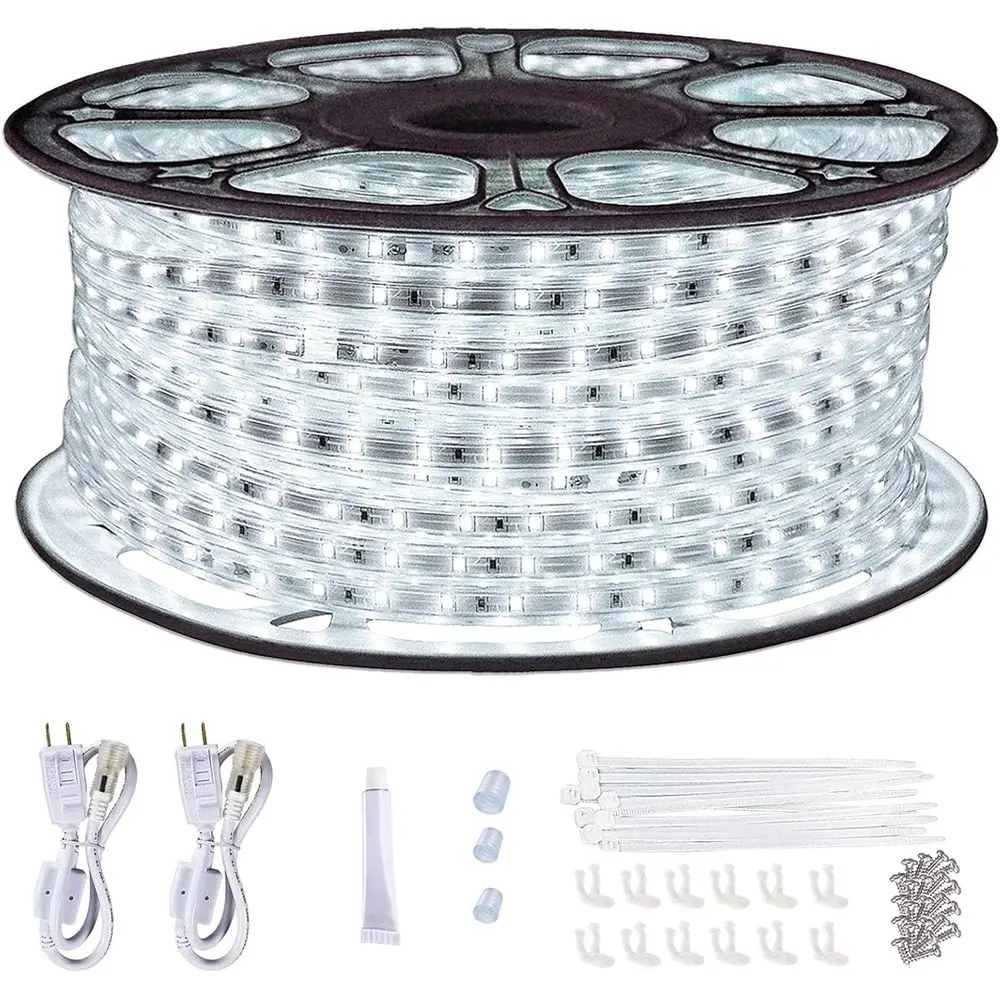 Outdoor 150ft Waterproof LED Rope Light, 110V Daylight White, Dimmable, Ideal for Decks, Stairs, and Backyards
Outdoor 150ft Waterproof LED Rope Light, 110V Daylight White, Dimmable, Ideal for Decks, Stairs, and Backyards