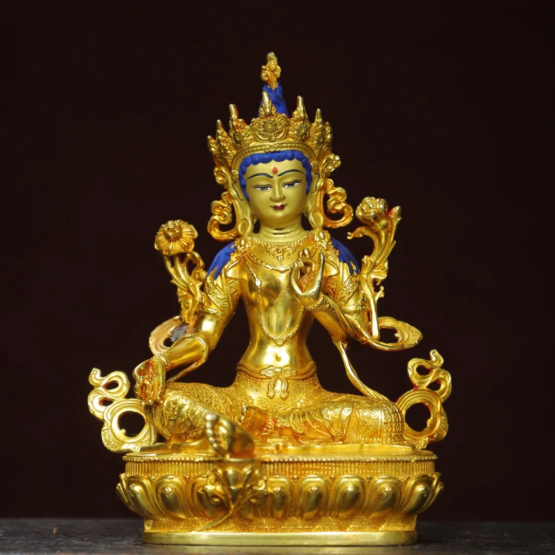 8"Tibetan Temple Collection Old Bronze Gilded Painted Face Green Tara Amitabha Sitting Buddha Lotus Terrace Worship Hall
8"Tibetan Temple Collection Old Bronze Gilded Painted Face Green Tara Amitabha Sitting Buddha Lotus Terrace Worship Hall