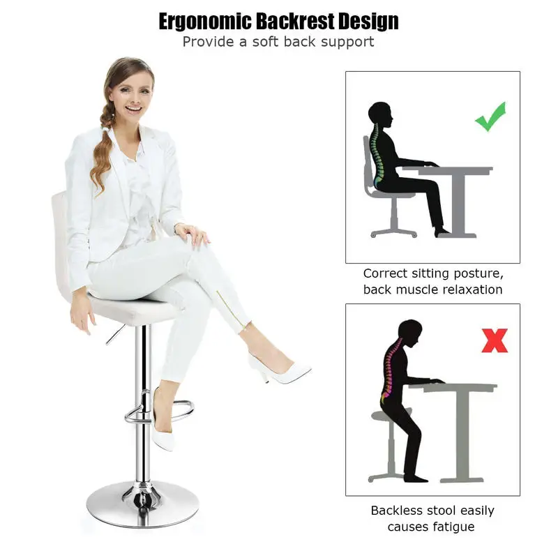 Adjustable Swivel Bar Stool with PU Leather-White
Adjustable Swivel Bar Stool with PU Leather-White
