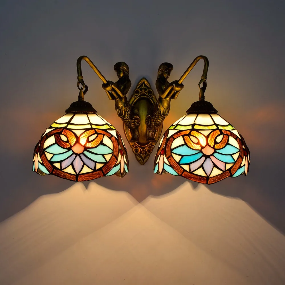 mermaid Wall Light with Tiffany Stained Glass Cover, Vintage Rustic Industrial Wall Sconce Retro Wall Mount Lamps Fixture
mermaid Wall Light with Tiffany Stained Glass Cover, Vintage Rustic Industrial Wall Sconce Retro Wall Mount Lamps Fixture