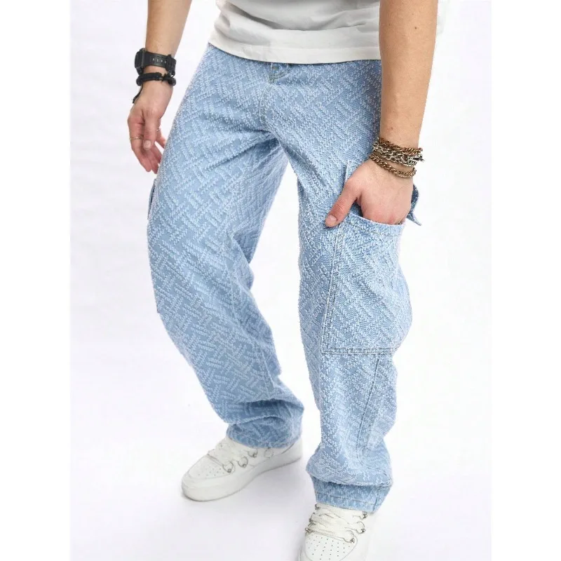2026 Men Wide Leg Pocket Cargo Jeans,Light Blue And White,Summer,Casual,Streetwear,City Break Plain Long Straight Leg Washed Denim For Husband Boyfriend
2026 Men Wide Leg Pocket Cargo Jeans,Light Blue And White,Summer,Casual,Streetwear,City Break Plain Long Straight Leg Washed Denim For Husband Boyfriend