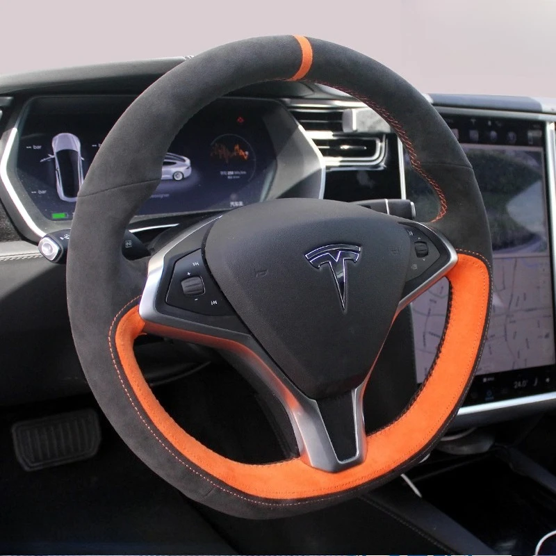 100% подходит для Tesla Model S 2009-2018 Model X 2012-2018, сшитый вручную замшевый износостойкий чехол на руль автомобиля 
100% подходит для Tesla Model S 2009-2018 Model X 2012-2018, сшитый вручную замшевый износостойкий чехол на руль автомобиля