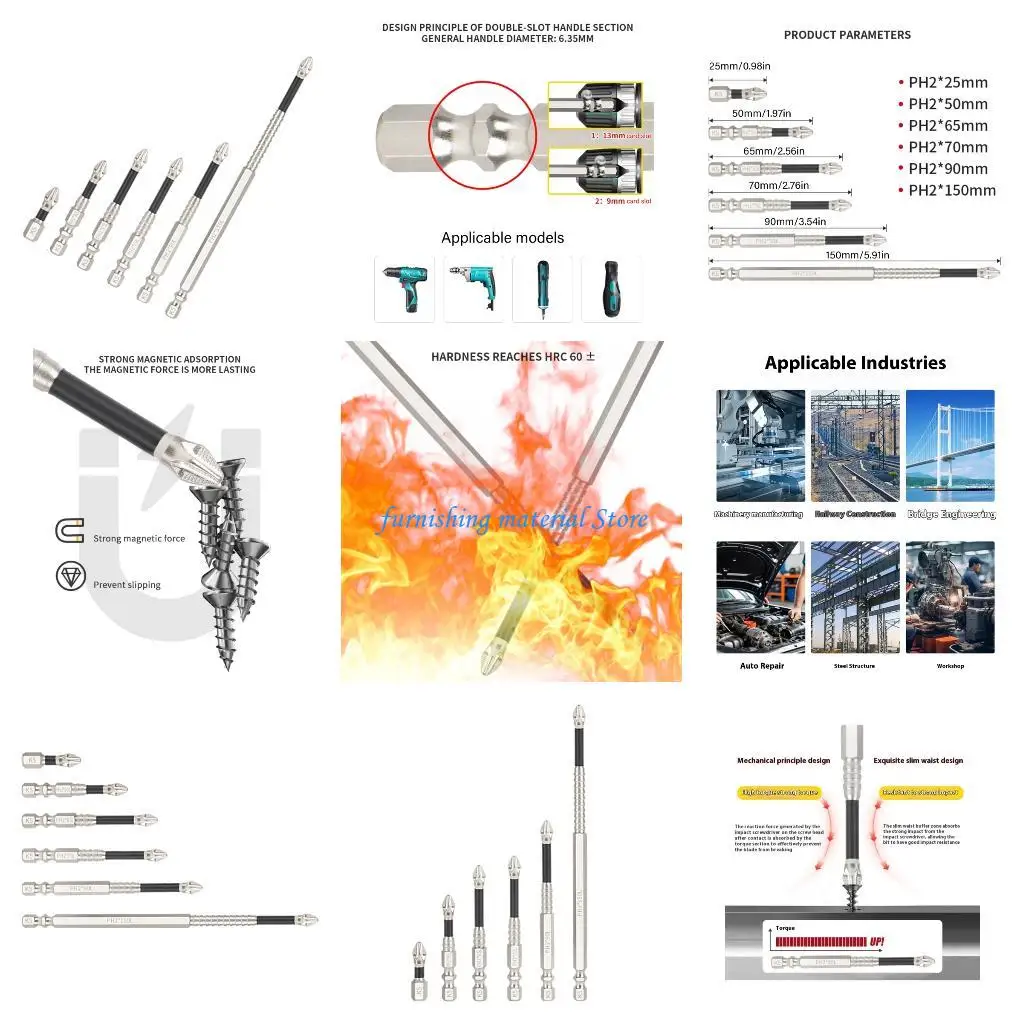 Y5GD 6Pcs Crossing Screw Bits High Grip Surfaces Strong Power Tool Accessories
Y5GD 6Pcs Crossing Screw Bits High Grip Surfaces Strong Power Tool Accessories