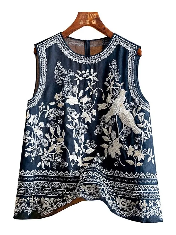 Ele Silk Embroidered Vest Heavy Work Embroidery Mommy Faion Chinese Sle National Trend Silk Satin ort Top Women's Vest
Ele Silk Embroidered Vest Heavy Work Embroidery Mommy Faion Chinese Sle National Trend Silk Satin ort Top Women's Vest