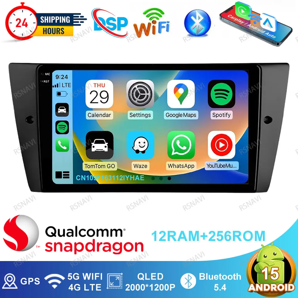 Android 15 Car Radio For BMW E90 E91 E92 E93 Navigation Viedo Player Qualcomm 4G LTE DSP GPS Autoradio Wireless Carplay Auto DVD
Android 15 Car Radio For BMW E90 E91 E92 E93 Navigation Viedo Player Qualcomm 4G LTE DSP GPS Autoradio Wireless Carplay Auto DVD
