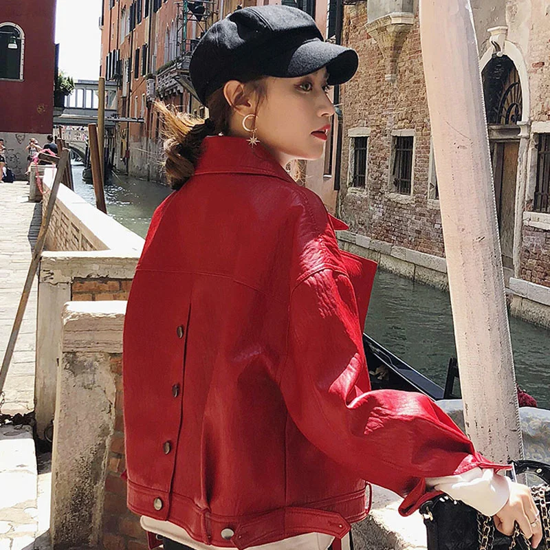 Motorcycle Autumn Women Pu 2023 Faux New Soft Leather Jacket Motorcycle Black Punk Red Overcoat Female Loose Short Jacket
Motorcycle Autumn Women Pu 2023 Faux New Soft Leather Jacket Motorcycle Black Punk Red Overcoat Female Loose Short Jacket