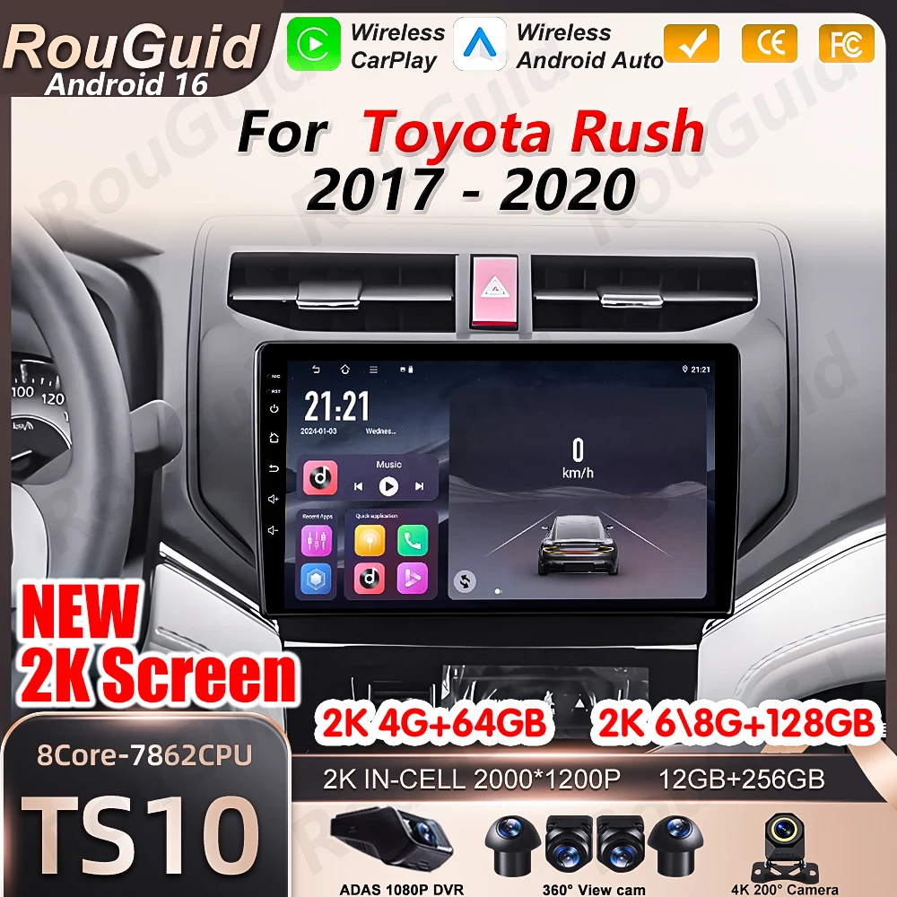 Android 16 Auto Car Radio For Toyota Rush 2017 2018 2019 2020 Video Multimedia Player 2k Touch Screen 5G Wifi Bluetooth Wireless
Android 16 Auto Car Radio For Toyota Rush 2017 2018 2019 2020 Video Multimedia Player 2k Touch Screen 5G Wifi Bluetooth Wireless