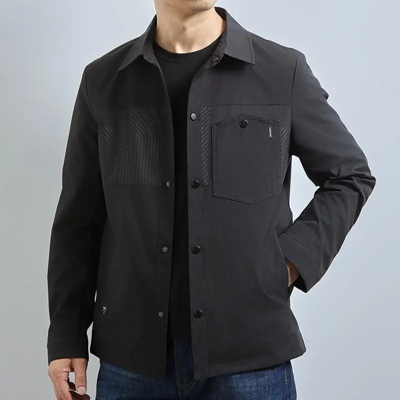 Loose Fit Men's Jaet Spring Autumn Turn-down Collar Casual Oversize Outerwear Faionable Brand Polyester Long Sve
Loose Fit Men's Jaet Spring Autumn Turn-down Collar Casual Oversize Outerwear Faionable Brand Polyester Long Sve