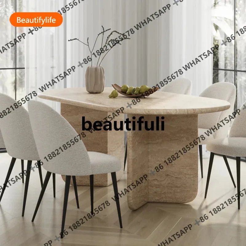 A16 Wabi Sansan natural imported travertine oval dining table designer long table living room simple French
A16 Wabi Sansan natural imported travertine oval dining table designer long table living room simple French