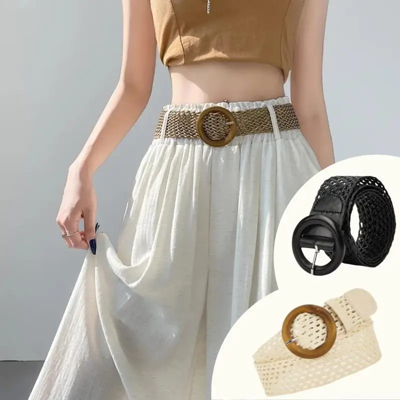 Retro Vacation Style Belt Straw Plaited Style Belts Woman Windbreaker Coat Belts Hollow Ethnic Style Round Buckle Waistbelt
Retro Vacation Style Belt Straw Plaited Style Belts Woman Windbreaker Coat Belts Hollow Ethnic Style Round Buckle Waistbelt