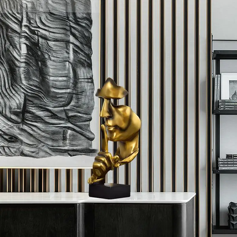 Craft Silence Is Golden Figurine Resin Ornament Office Wine Cabinet Home Decor Items Living Room Desktop Household Decorations
Craft Silence Is Golden Figurine Resin Ornament Office Wine Cabinet Home Decor Items Living Room Desktop Household Decorations
